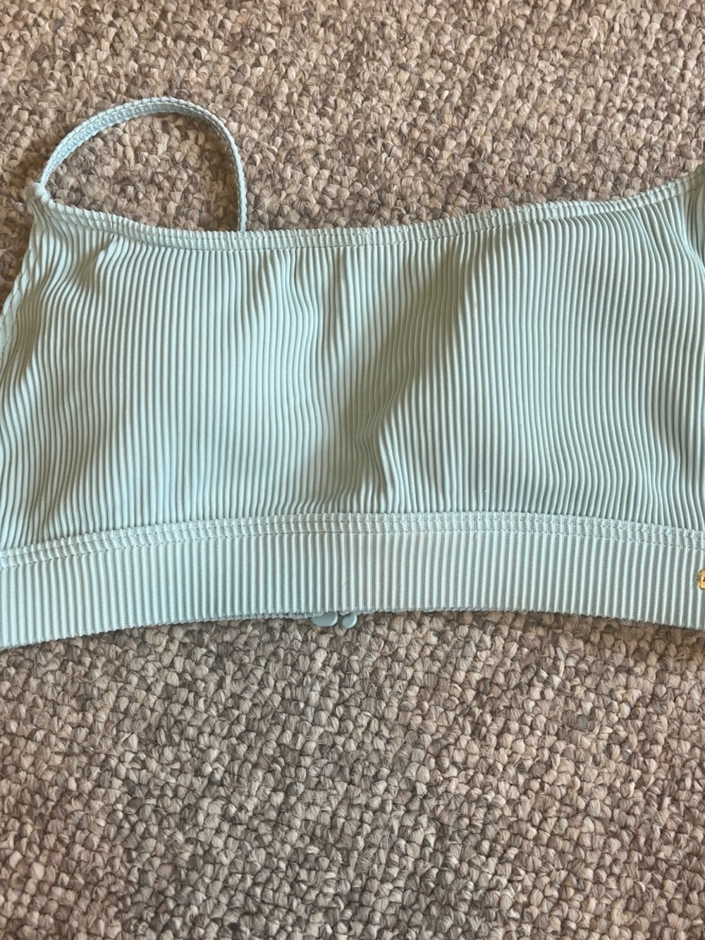 Roxy Ribbed Light Aqua One-Shoulder Bikini Top